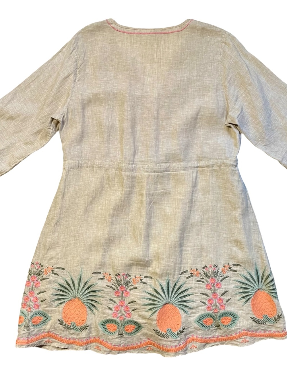 Spartina 449 Kayce Linen Pineapple Embroidered Dress Size XL NWOT - Picture 7 of 7